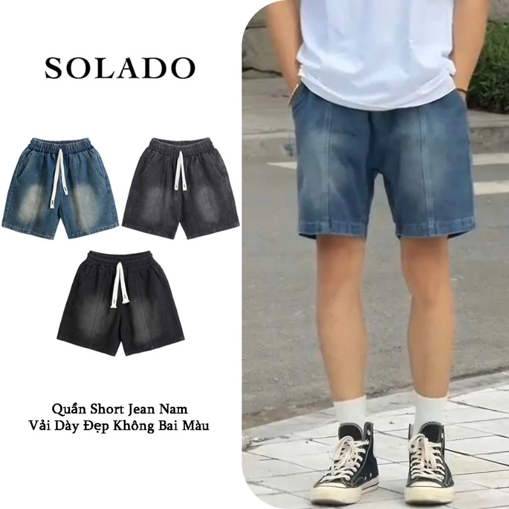 Quần Short Jeans Nam SOLADO Quần Đùi Jean Vải Dày Đẹp Không Bay Màu Thoáng Mát Dễ Phối Đồ QSJ02