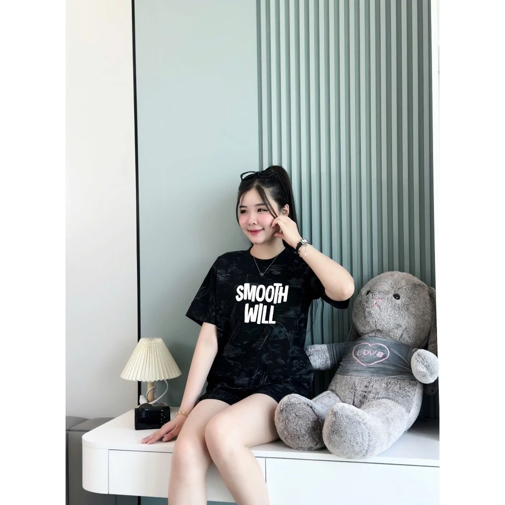 Bộ loang nữ YUSTUDIO, bộ loang xước, bộ thun nữ cotton lạnh, bộ thun nữ mặc nhà mẫu loang xước mẫu SMOOTH WILL