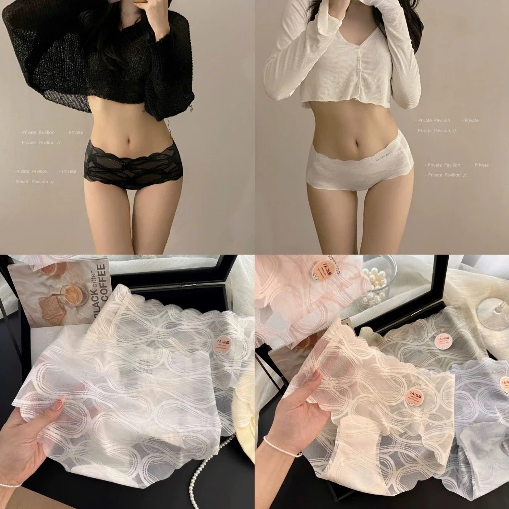 Set 5 Quần Lót Nữ Su Lụa Tàng Hình Siêu Mỏng Nhẹ Mẫu Mới Nhất Siêu Hot 7A ren