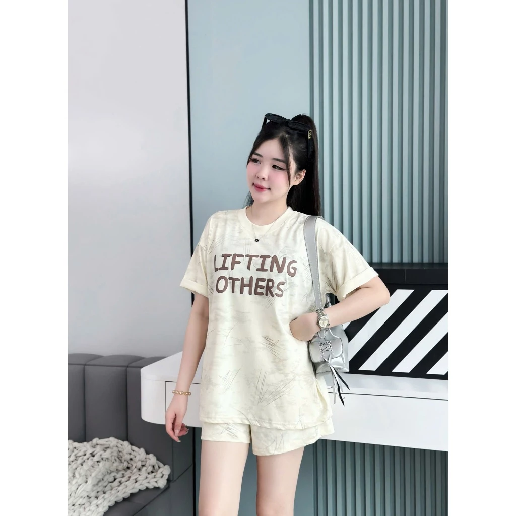 Bộ loang nữ YUSTUDIO, bộ loang xước, bộ thun nữ cotton lạnh, bộ thun nữ mặc nhà mẫu loang xước mẫu LIFTING OTHERS