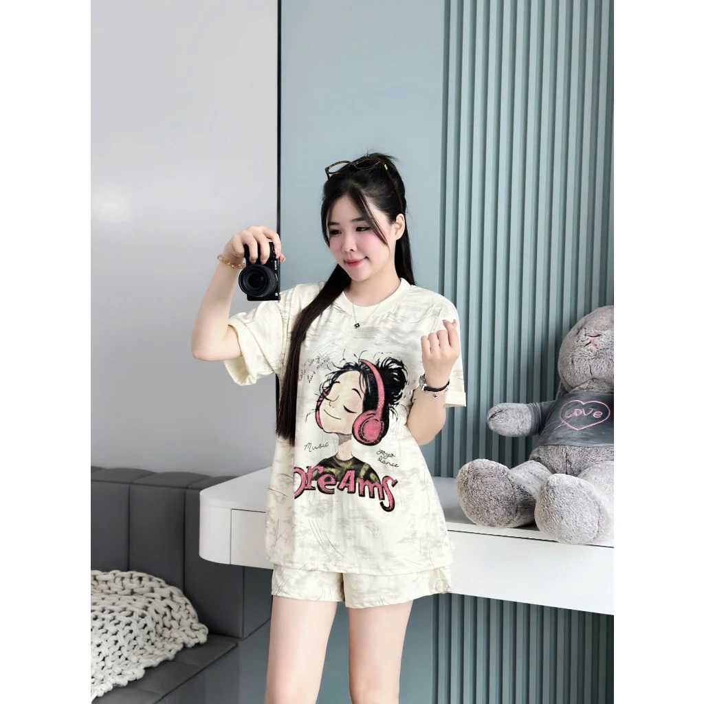 Bộ loang nữ YUSTUDIO, bộ loang xước, bộ thun nữ cotton lạnh, bộ thun nữ mặc nhà mẫu loang xước mẫu DREAMS