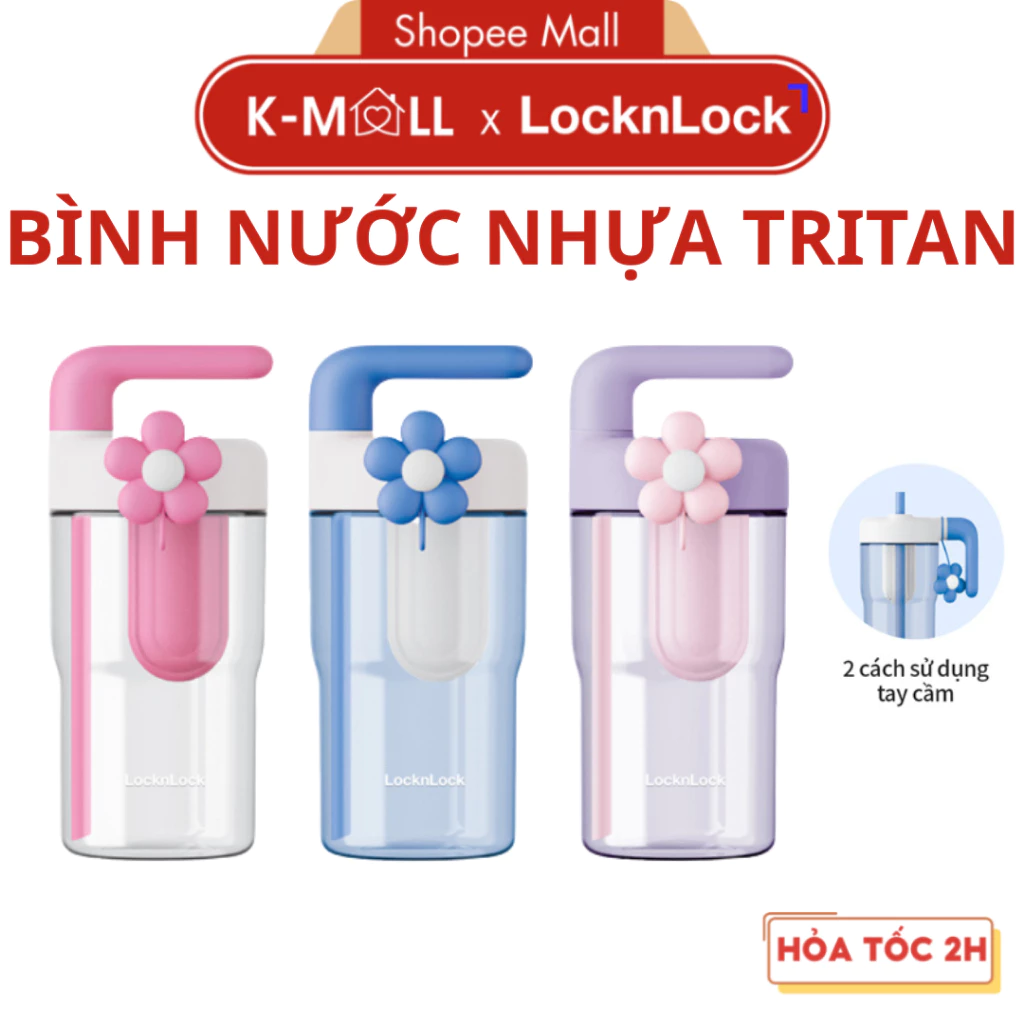 Bình Nước Nhựa Tritan LocknLock Handy Infuser Bottle ABF916 Dung Tích 770ml, Kèm Ống Hút, Hoa Trang Trí - K-MALL