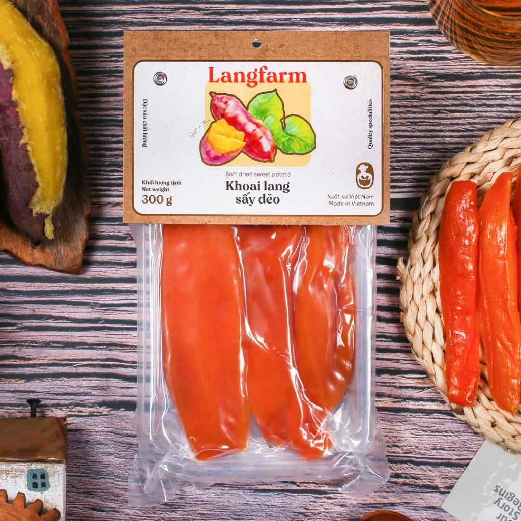 Khoai lang sấy dẻo đặc sản Langfarm - Khoai lang mật Đà Lạt, dẻo ngon, ít ngọt