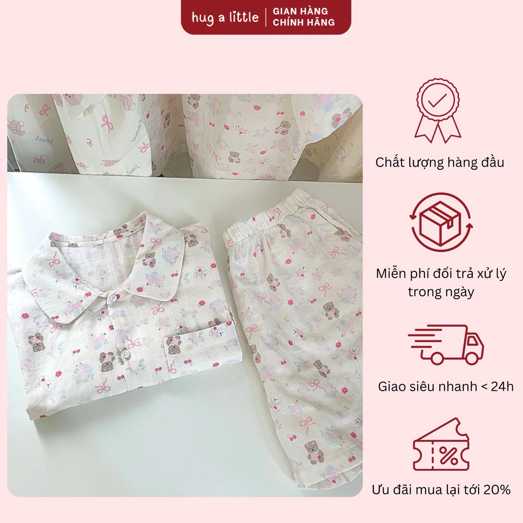 Đồ Ngủ Nữ Local Brand Pijama Gấu - Cotton 100% Form Rộng Mát, Lành Tính Với Da, Mặc Ở Nhà Cực Xinh