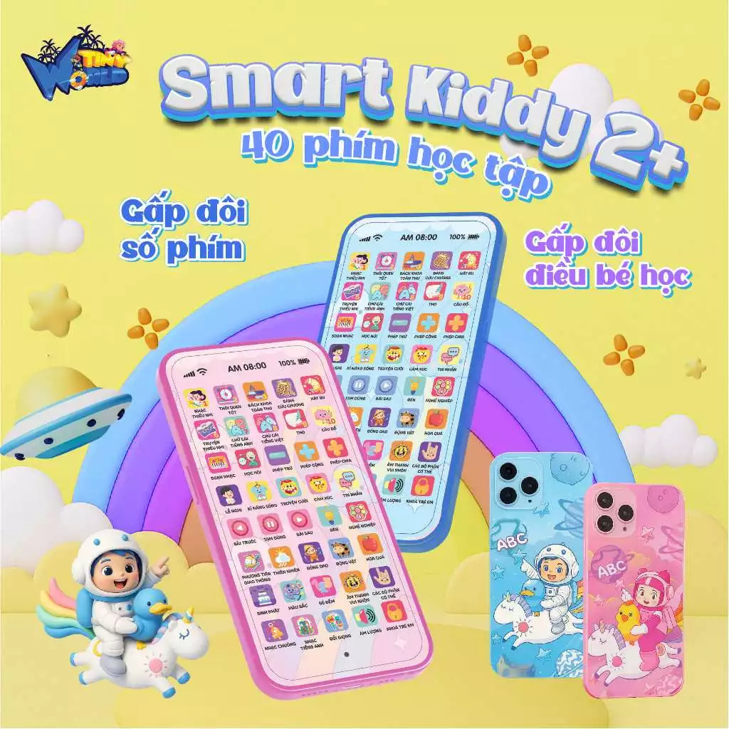 Điện thoại di động mô phỏng cho bé Smart Kiddy 2+ – đồ chơi giáo dục sớm, đồ chơi phát triển kỹ năng, song ngữ Anh Việt