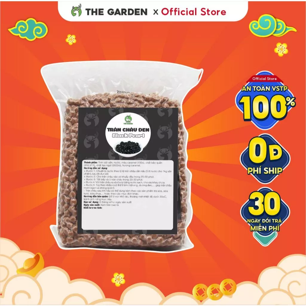 Trân Châu Đen THE GARDEN gói 200g 500g 1kg làm trà sữa thơm ngon dẻo dai