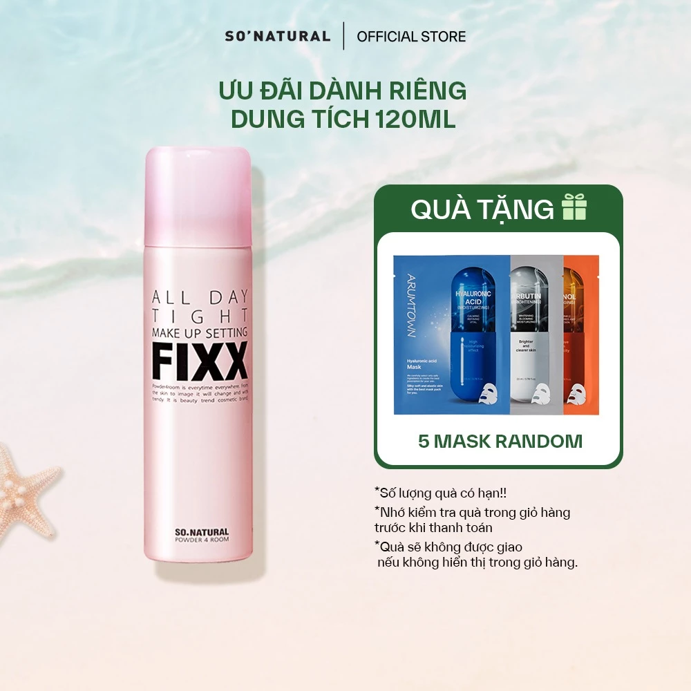 [35ml/75ml/120ml] Xịt Khóa Makeup Toàn Diện, Hiệu Ứng Căng Bóng, Lớp Nền Mịn Lì Trên Da All Day Setting Fixx So Natural