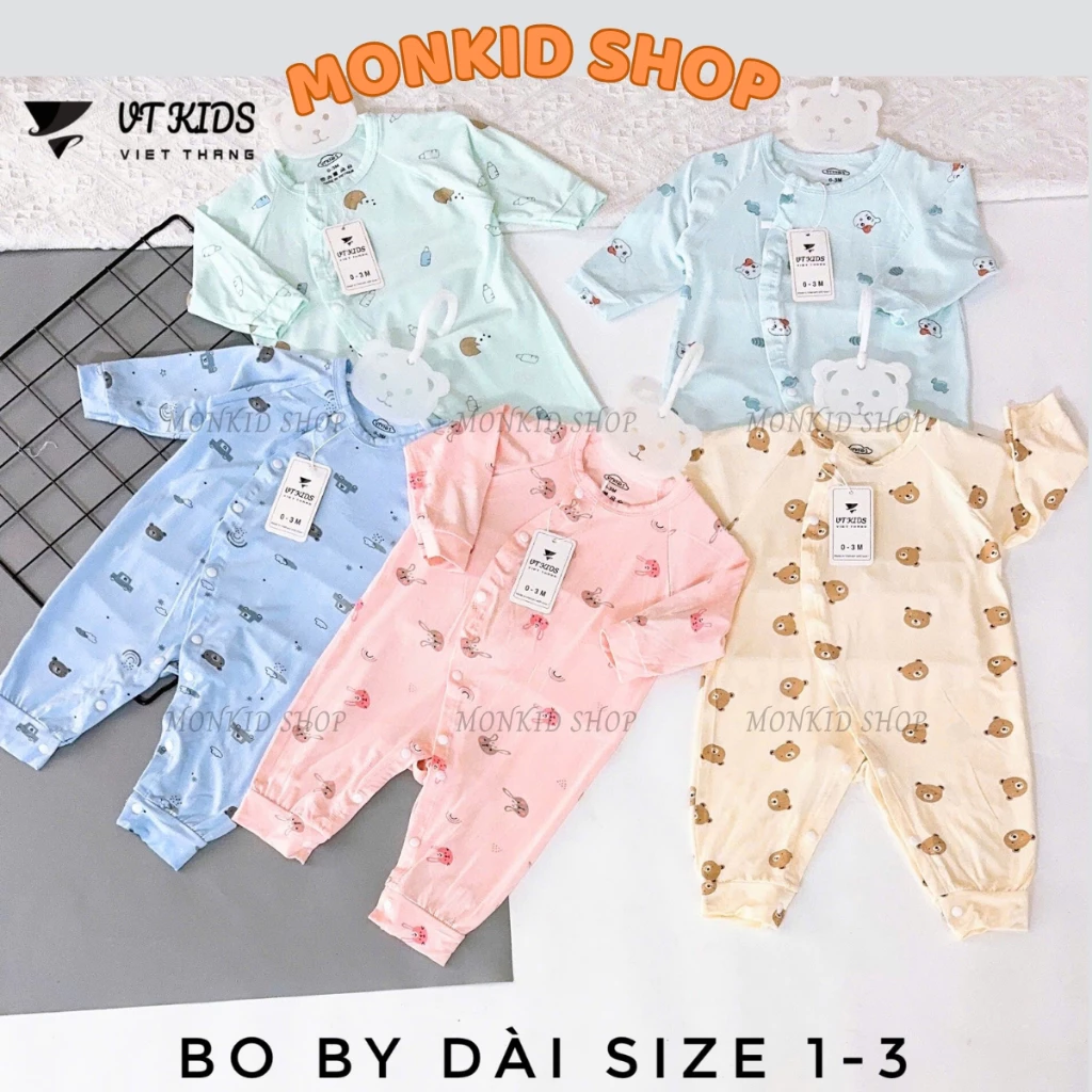 [Body dài màu kín] Combo 3/5 Body dài tay, chất thun lạnh petit mềm, mát cho bé sơ sinh 0-9 tháng