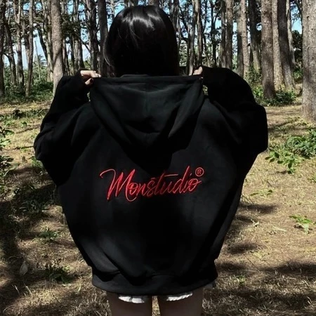 Áo khoác hoodie zip BOXY MON có nút bấm, dập nổi, in nổi ,có túi trong UNISEX NAM NỮ 2026
