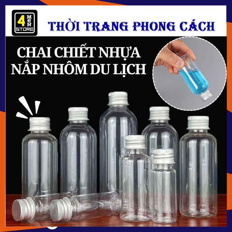 Chai Nhựa Nắp Nhôm Trong Suốt 30ml 50ml - Chai Chiết Mỹ Phẩm - Lọ Chiết Dầu Gội Du Lịch Tiện Lợi