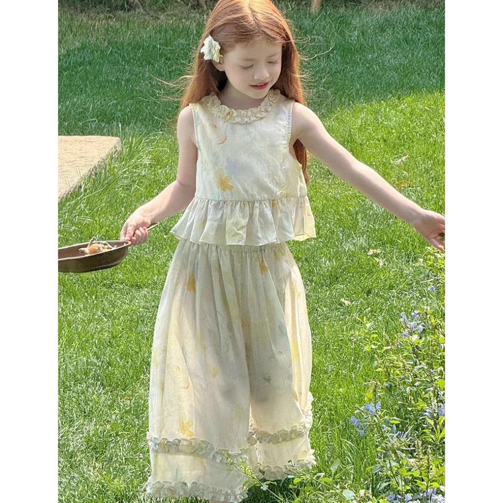 CHÍNH HÃNG OTALY - Bộ Quần Áo Trẻ Em Mùa Hè phong cách Hàn Quốc quần ống rộng cho bé gái(10-30kg)