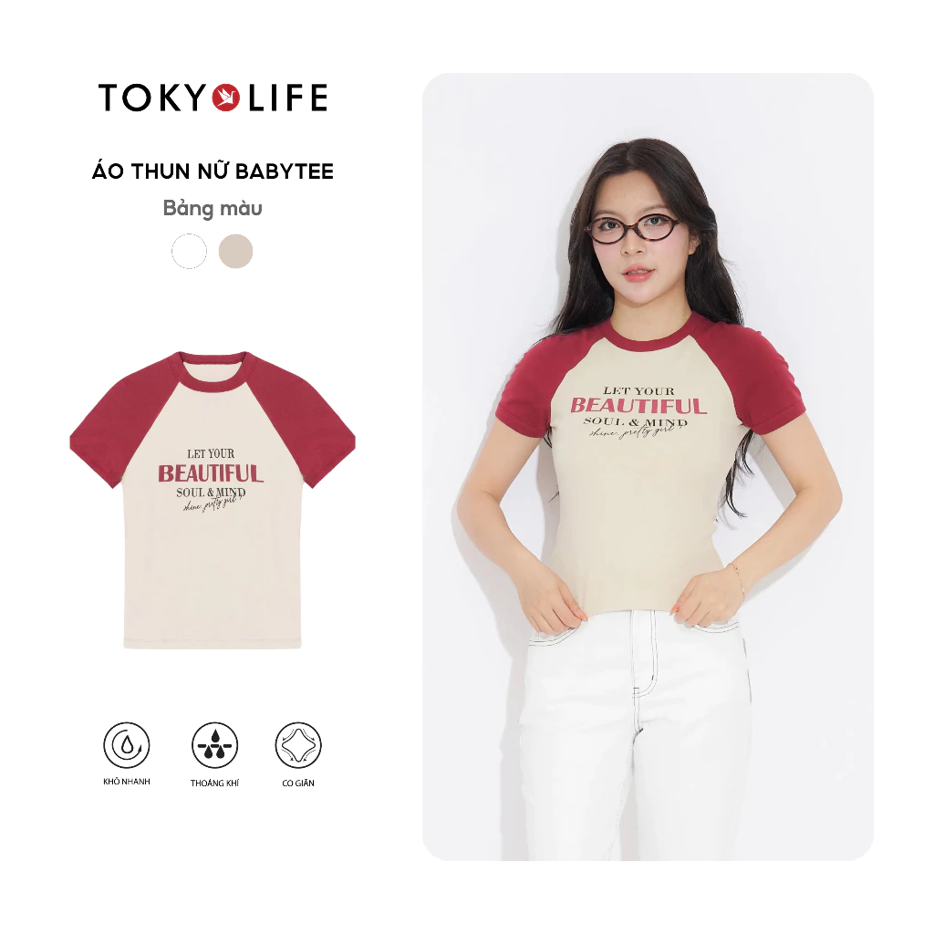 Áo Thun Nữ In Hình Trang Trí Co Giãn Thoải Mái 40003538 - TOKYOLIFE