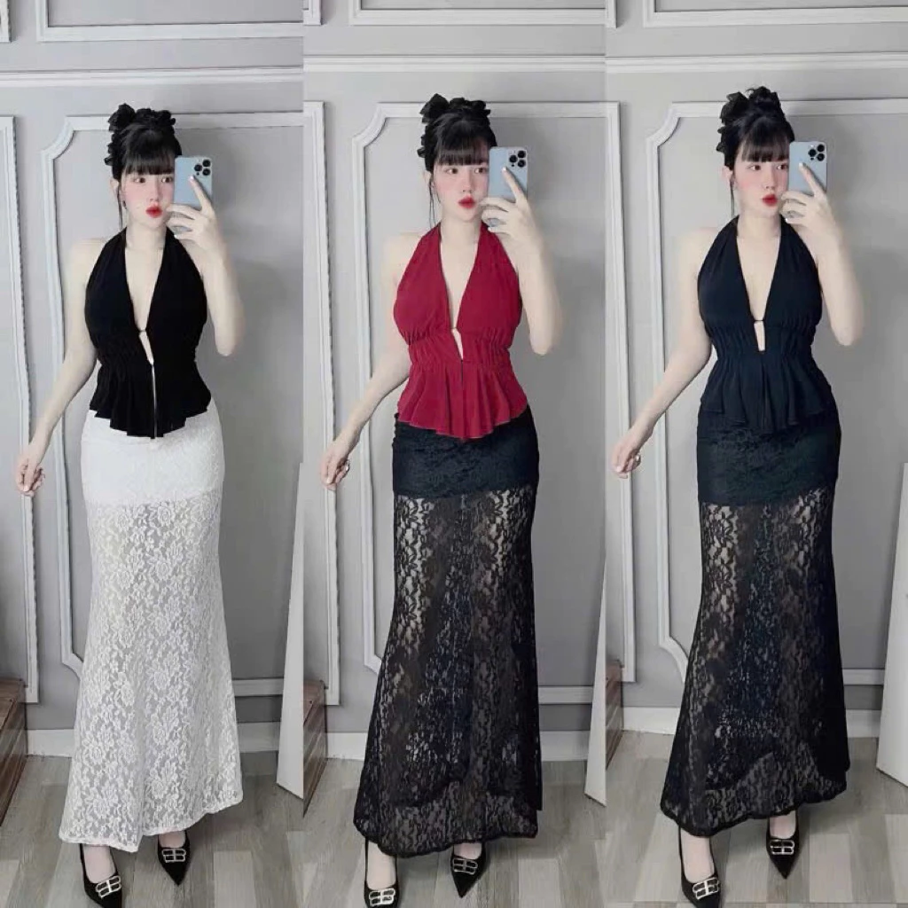 [bigsize 60-90kg] chân váy đuôi cá ren dài 100cm mã 501