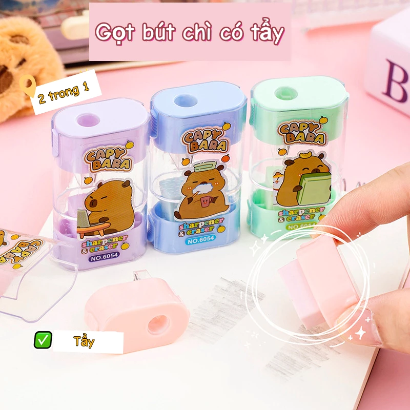 Gọt Bút Chì Hình Thú Ngộ Nghĩnh Có Tẩy - Đồ Dùng Học Sinh Tiểu Học Dễ Thương, Gọt Mượt, Nhỏ Gọn