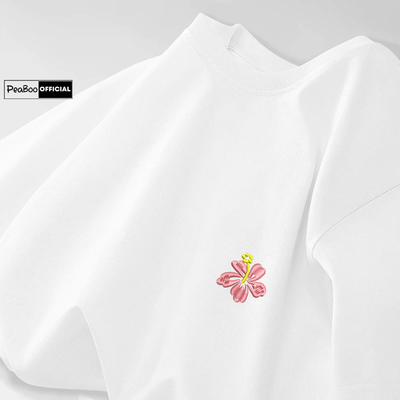 Áo Thun THÊU, Áo Phông Thêu BST07 By PEABOO Chất Cotton Thoáng Mát Form Rộng Tay Lỡ Cho Nam Nữ Phong Cách Unisex