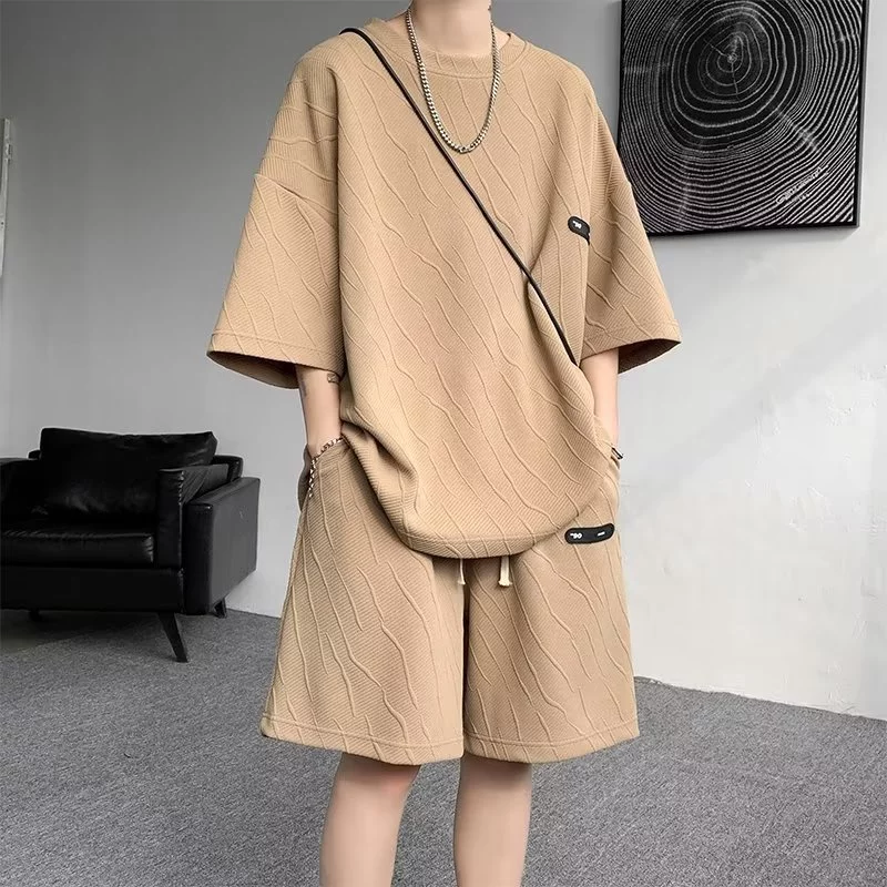 Bộ quần áo nam cổ tròn chất liệu cotton xốp vân sóng siêu đẹp BH15