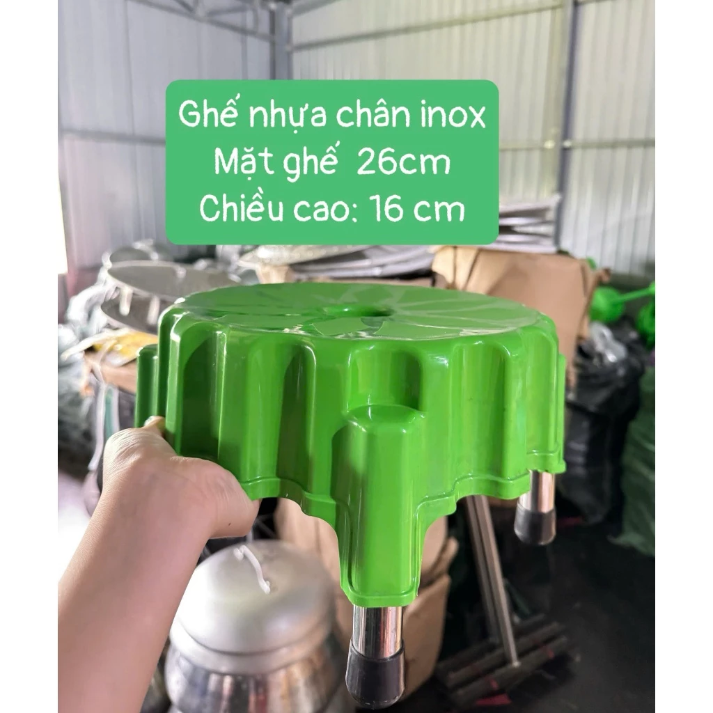 Ghế Nhựa Chân Inox Bọc Cao Su Chống Trượt Siêu Chắc, Siêu Bền