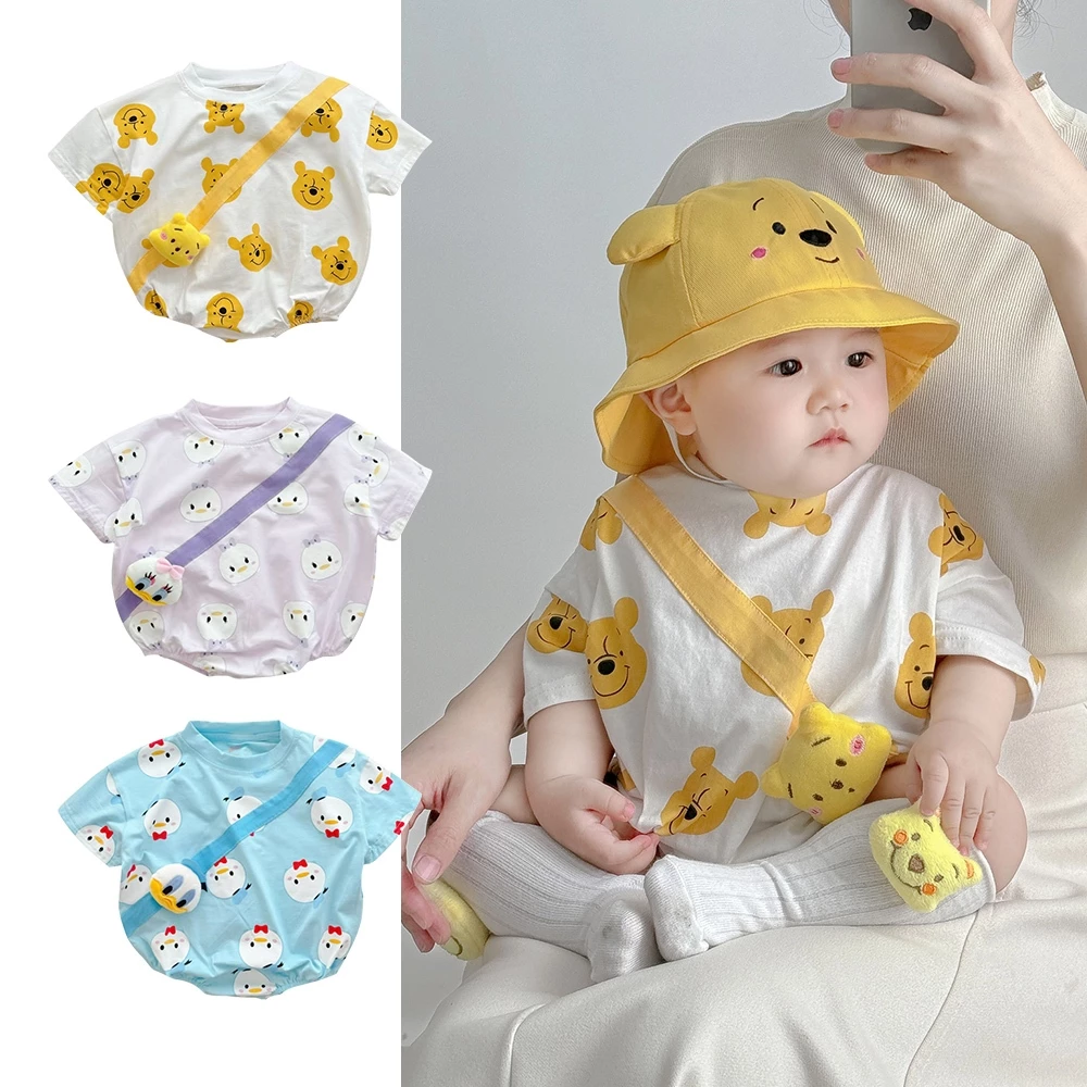 Dễ thương bé quần áo ngắn tay ba lô jumpsuit cho 0-24M bé trai cô gái