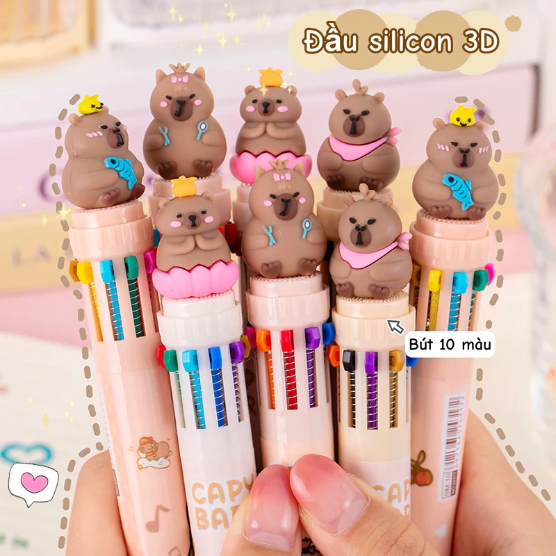 Bút bi 10 màu hình  - Bút bấm đa sắc phong cách Instagram dành cho viết tay- Quà Tết