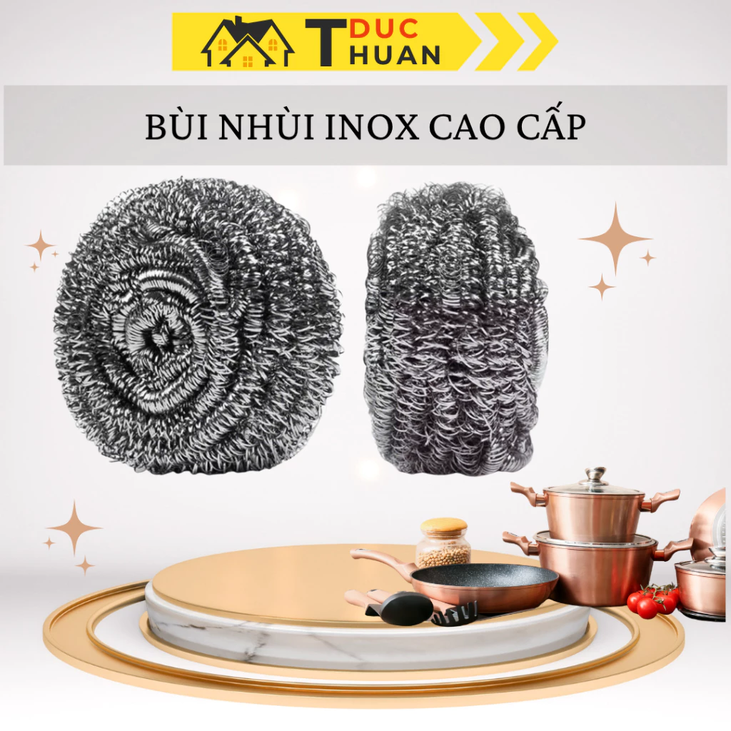 Cọ Xoong Nồi Chùi Rửa Đa Năng – Dụng Cụ Chà Nồi Inox/Chảo – Không Gỉ, Bền Chắc, Dễ Cầm Nắm ĐT HOME