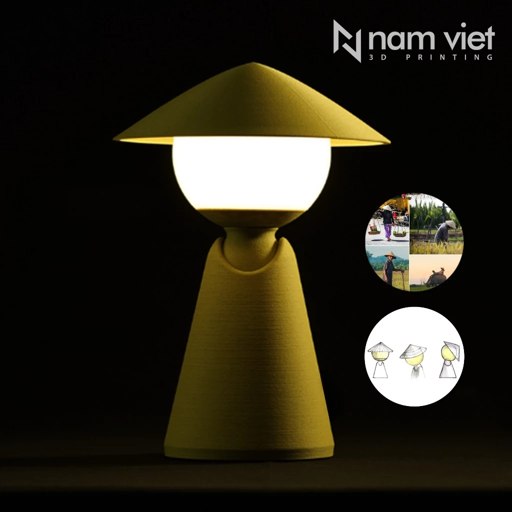 💡Đèn Trang Trí In 3D Nam Việt 💥 Kiểu Nón Lá 💥 – Thiết Kế Tối Giản, Sang Trọng, Thân Thiện Môi Trường