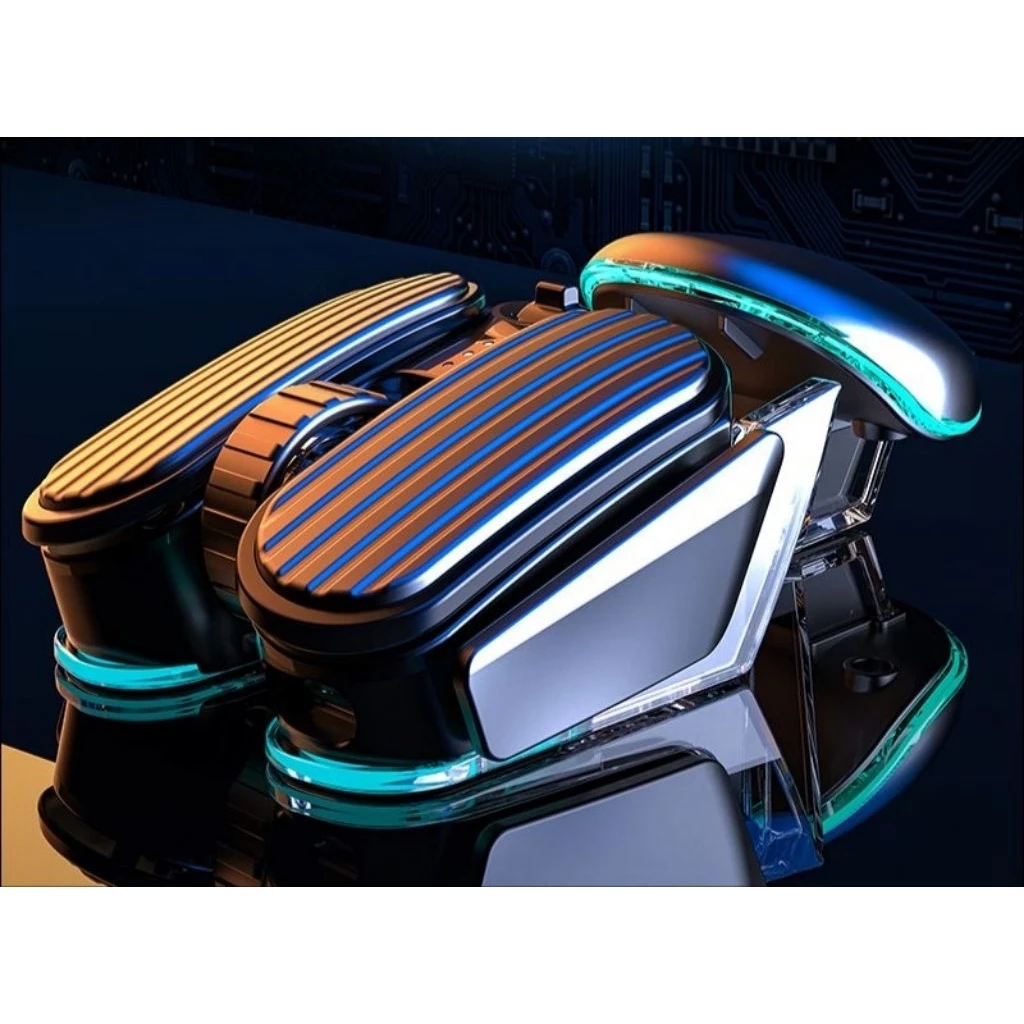 Chuột máy tính bluetooth không dây TEKKIN Q3 thiết kế độc lạ tương lai gaming 2400 DPI chống ồn
