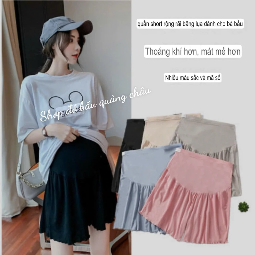 Quần short bầu mềm nhẹ mát mẻ ngày hè, có chun điều chỉnh