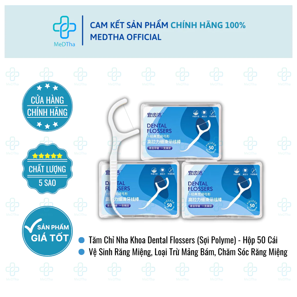 Combo 3 Hộp Tăm Chỉ Nha Khoa Dental Flossers - Chỉ Nha Khoa, Chăm Sóc Răng Miệng, Vệ Sinh Răng Miệng