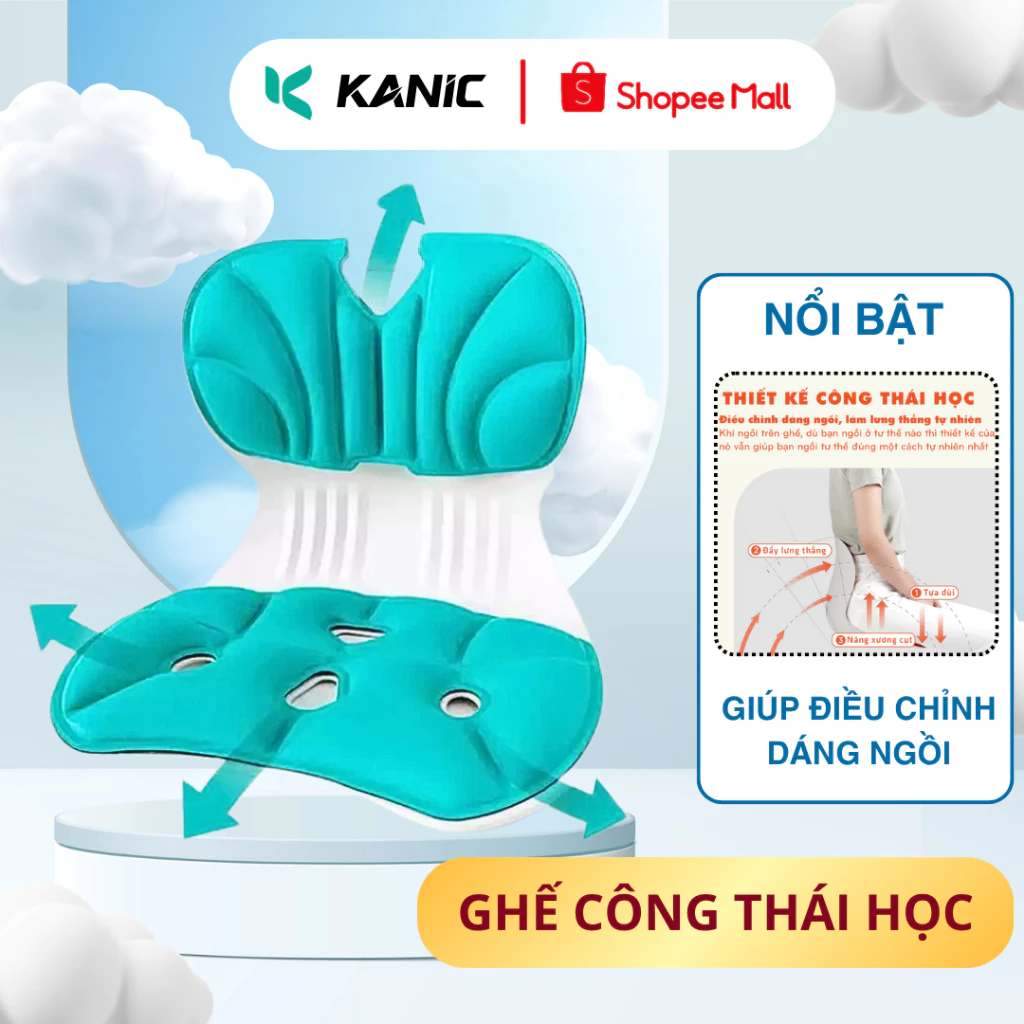 Ghế công thái học văn phòng KANIC chống gù lưng thoát cho trẻ em học sinh người lớn mát xa chân