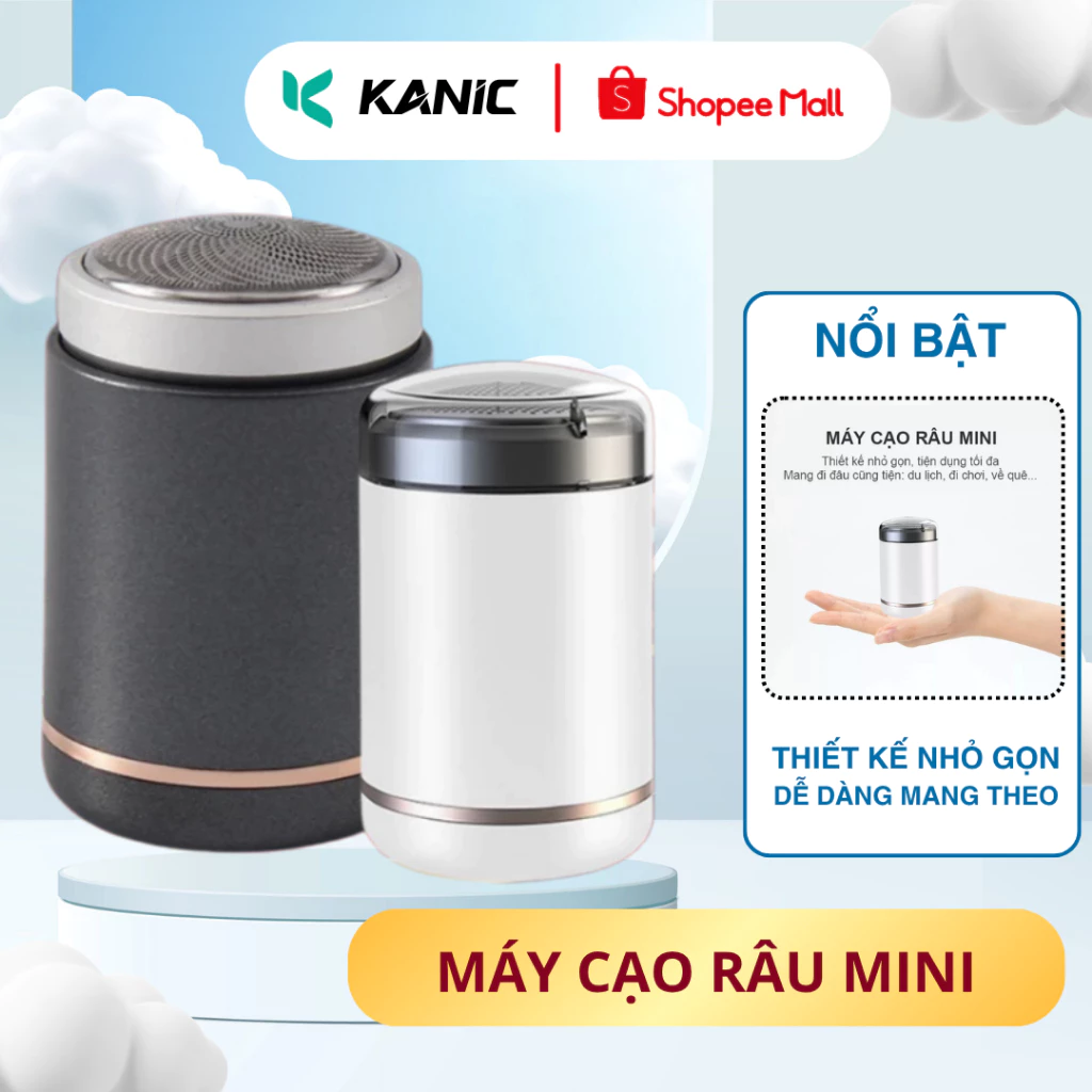 Máy cạo râu mini KANIC bỏ túi đa năng chống nước chuẩn IPX7 , cắm sạc USB tiện lợi 6 lưỡi dao kép không lo trầy xước