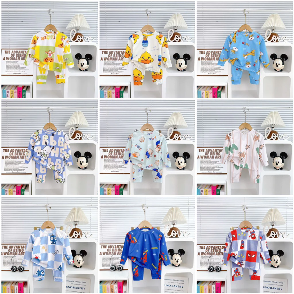 Bộ Quần Áo Dài Tay In 3D Vải Thun Thái Lạnh Mềm Mịn Mát Phù Hợp Cả Bé Trai Và Bé Gái, Size 8-25kg