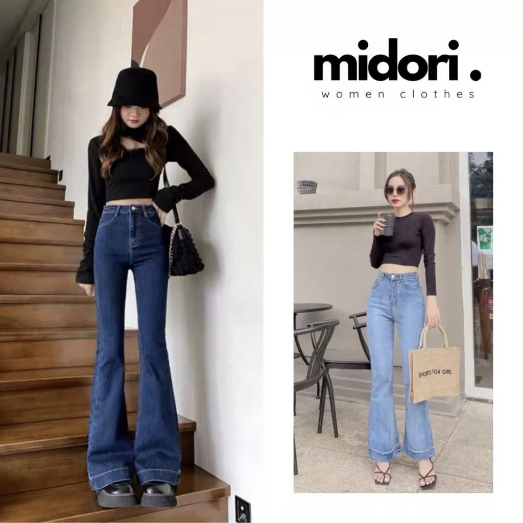 Quần Jeans Trơn Co Giãn JN01, Quần Bò Nữ Ống Loe Cạp Cao Tôn Dáng Cá Tính Tiểu Thư Lima Fashion