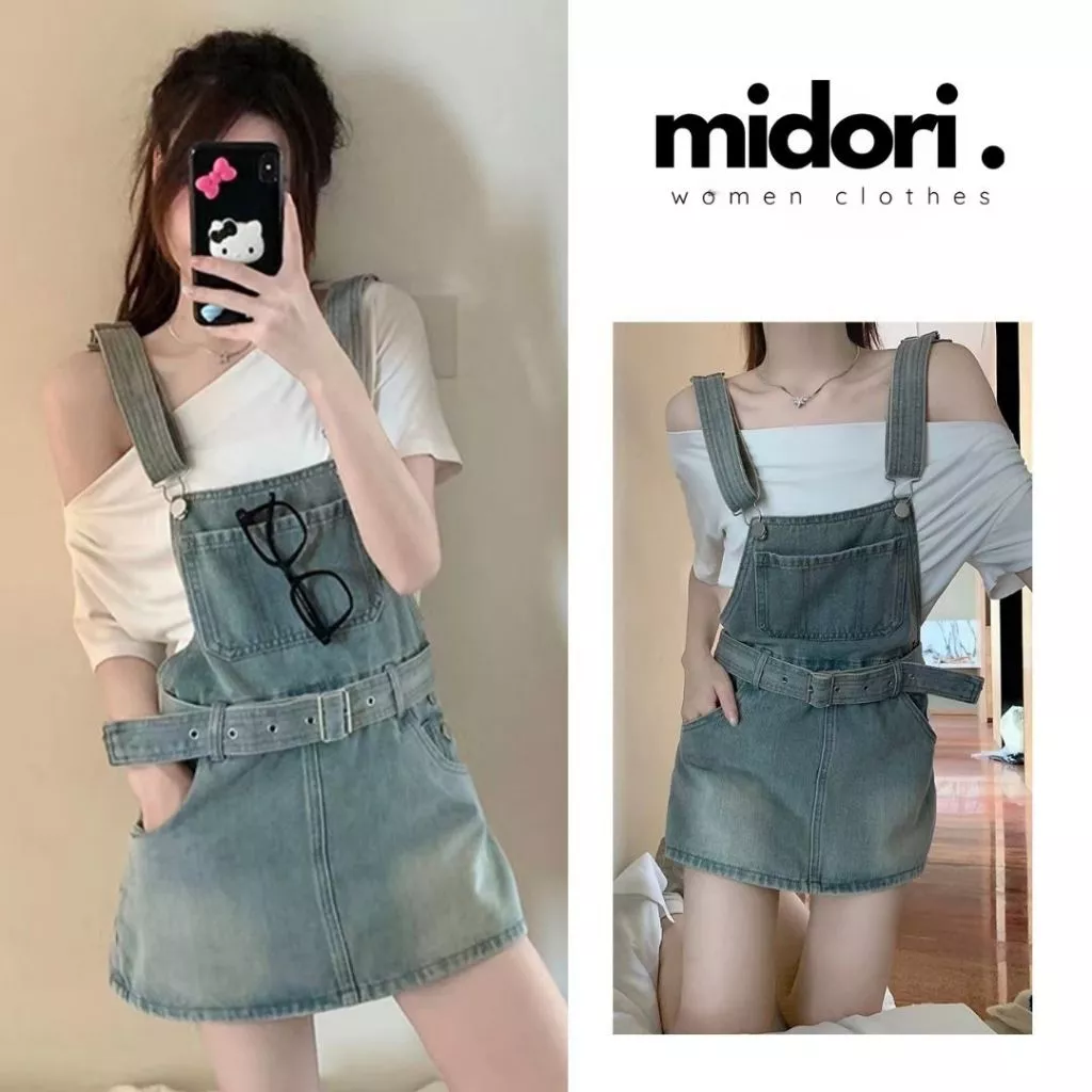 Quần Yếm Jeans Lưng Cao, Yếm Bò Đùi Denim Phong Cách Thời Trang Nhật Hàn Sang Chảnh Dễ Thương MS28