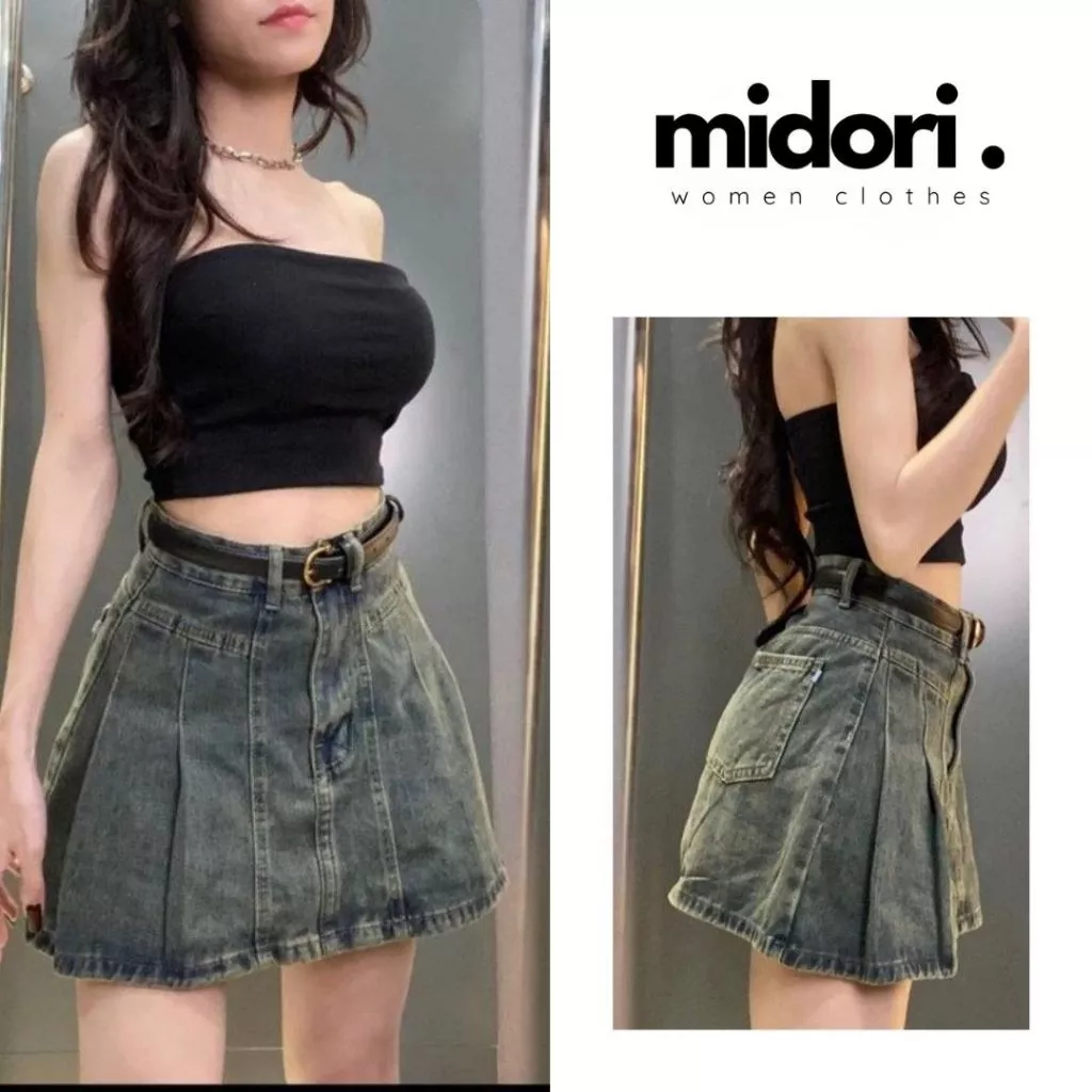 Chân Váy Jean Xếp Ly Chân Váy Ngắn Xòe Chữ A Lima Fashion Mặc Đi Chơi Cá Tính Form Thoải Mái CN02