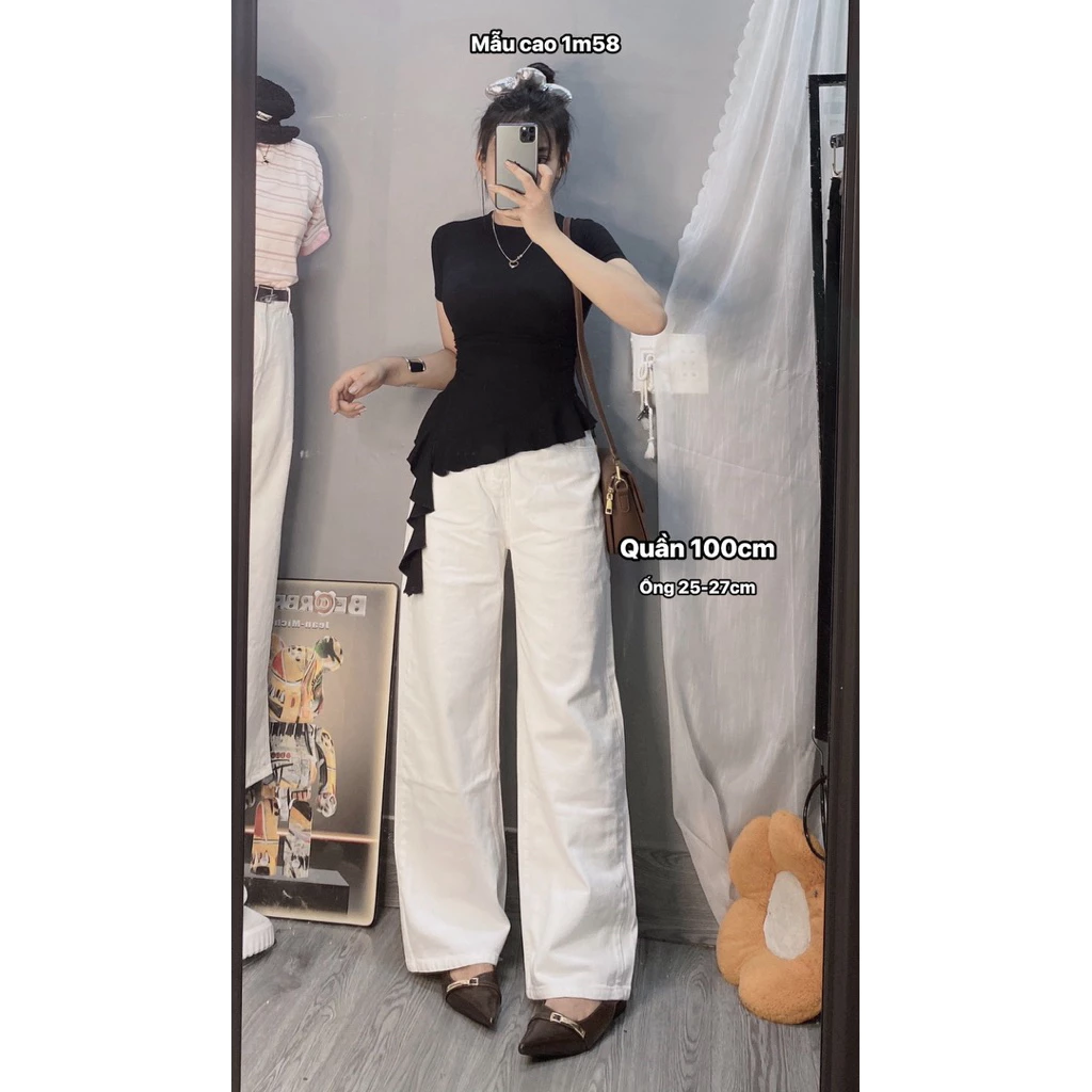 Quần suông jeans kaki dài 100cm(ống 25-26) vải dày đẹp❣️KLii sẵn