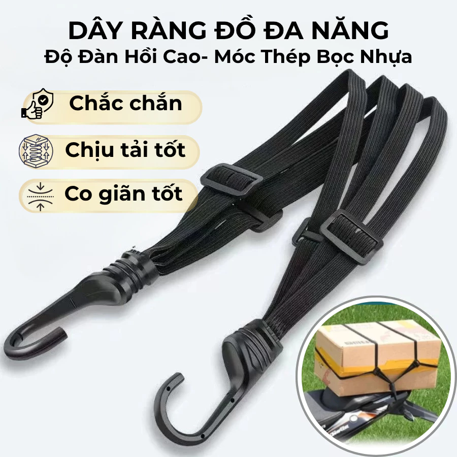Dây Ràng Đồ Đa Năng Chắc Chắn  –Dây Chằng Hành Lý , Đồ Đạc, Túi, Mũ Bảo Hiểm Xe Máy Bền Bỉ, Dễ Sử Dụng, Chịu Tải Tốt.