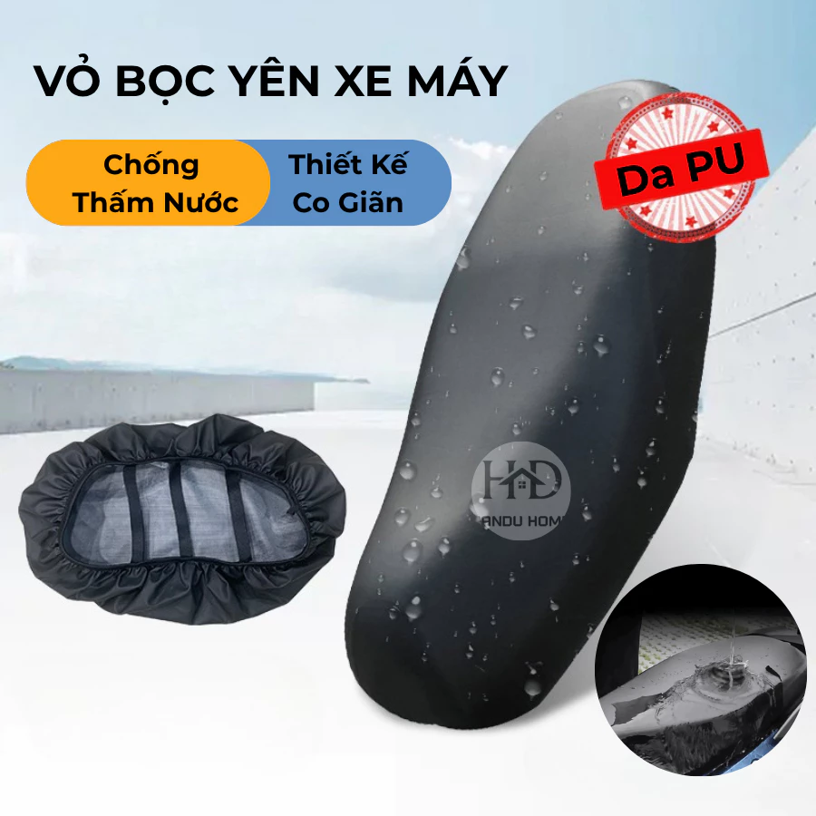 Vỏ Bọc Yên Xe Máy Bằng Da Pu Co Giãn Chống Nước Chống Trầy Xước, Chống Thấm Nước Chất Lượng Cao Tự Lắp Đặt
