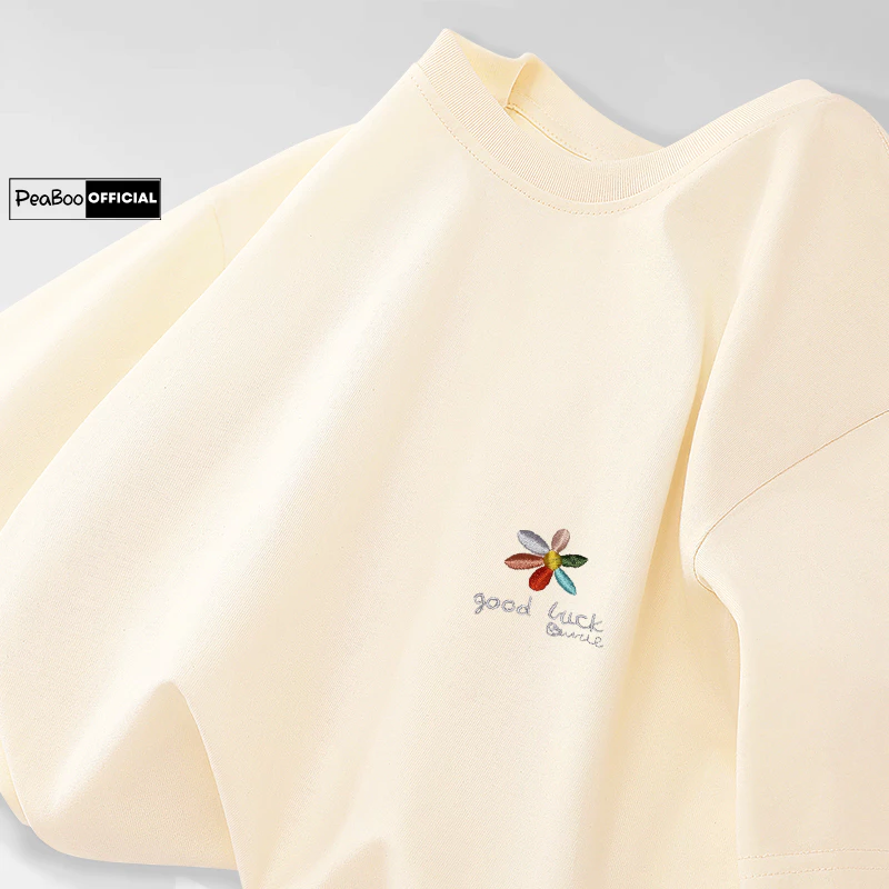 Áo Thun THÊU, Áo Phông Thêu BST01 Flowers By PEABOO Chất Cotton Thoáng Mát Form Rộng Tay Lỡ Cho Nam Nữ Phong Cách Unisex