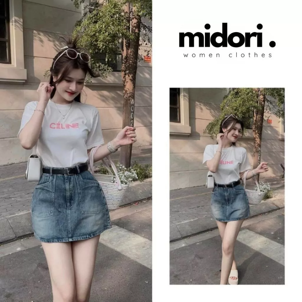 Chân váy bò nữ ngắn dáng chữ A Lima Fashion, Chân váy jean denim Hàn Quốc có quần bảo hộ trong CV68