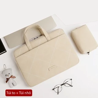 [Tặng Gấu] Túi Xách Laptop Nữ Chống Sốc MacBook 13 14 15.6 inch Brinch Kèm Hộp Đựng Sạc Phụ Kiện Thời Trang
