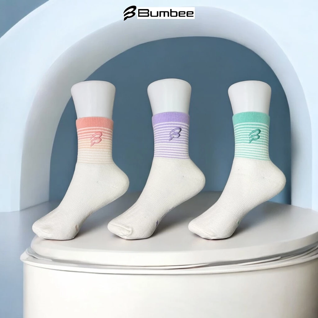 Tất Thể Thao Bumbee B Cổ Trung Loang Màu Pastel – Thấm Hút Mồ Hôi, Co Giãn Thoải Mái (BP3)