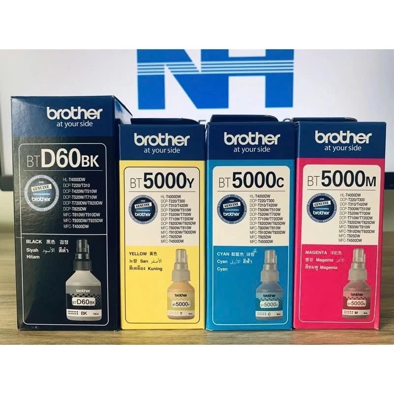 Bộ mực màu máy in Brother T310, T510W, T710W, T810W, T910W - BTD60/BT5000 Chính Hãng