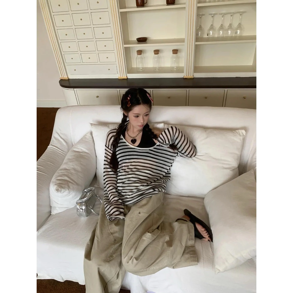 [ SUMMER FIT ] STRIPE OFF SHOULDER – Set Áo Thun Rộng Kẻ Basic