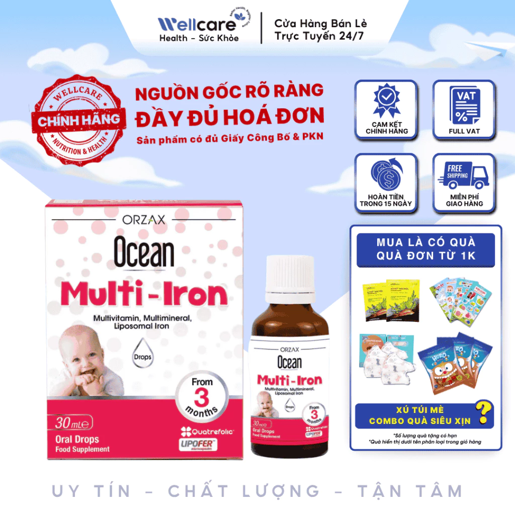 [✨CHÍNH HÃNG] Ocean Multi Iron Chai 30ml - bổ sung sắt hỗn hợp, hỗ trợ tăng cường sức khỏe cho bé