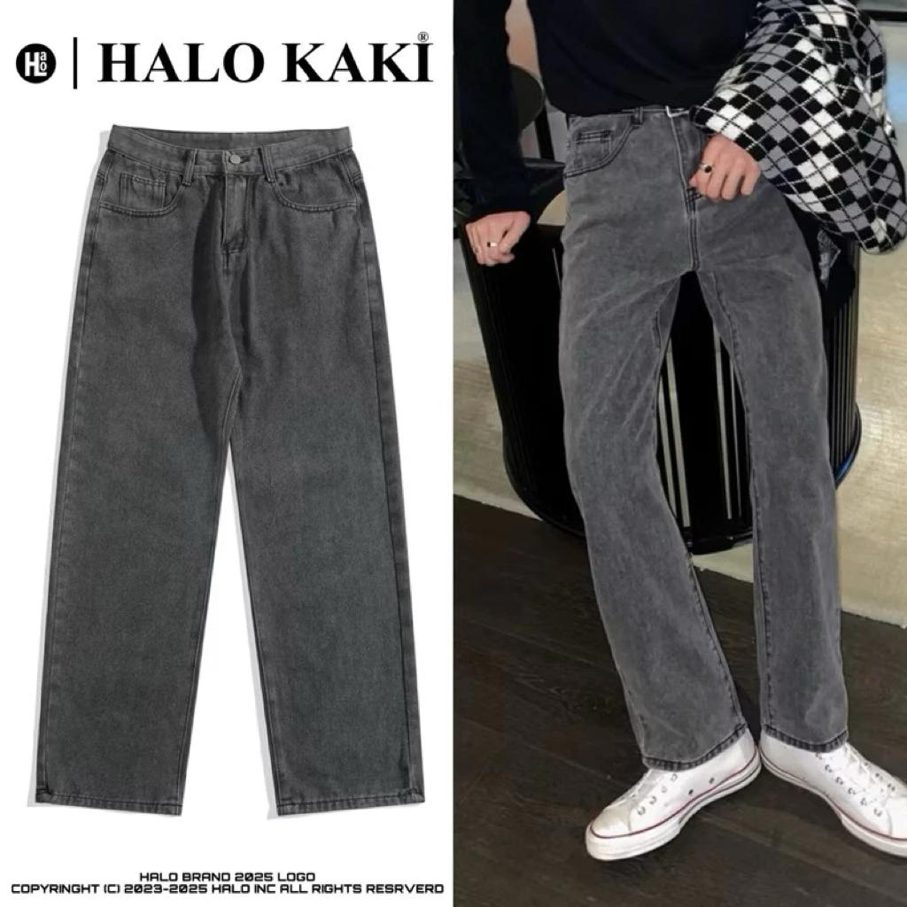 JEANS BAGGY XÁM KHÓI - Quần jeans suông baggy xám khói halo kaki
