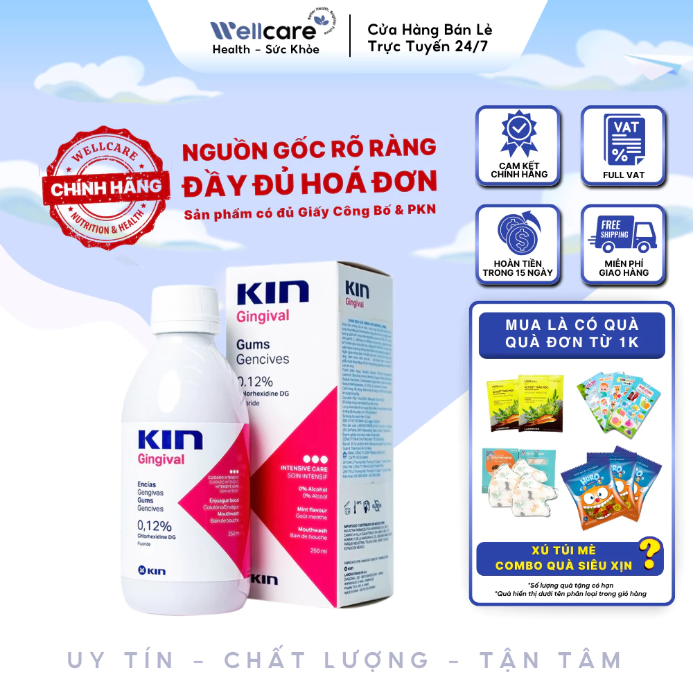 [✨CHÍNH HÃNG] Nước súc miệng Kin Gingival - Chai 250ml - Ngừa viêm nướu, ngừa mảng bám, nha chu diệt khuẩn