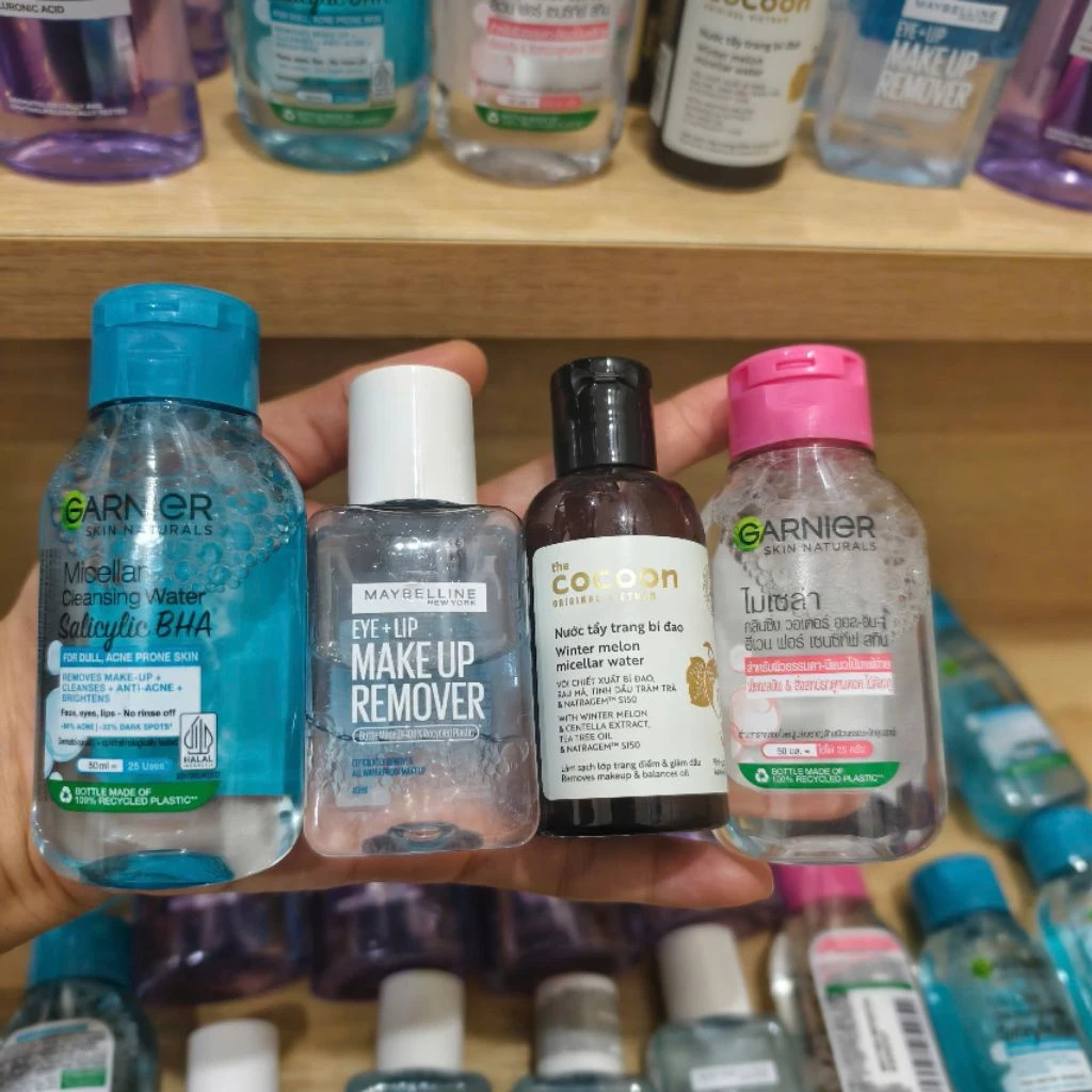 Tẩy trang Cocoon, Garnier, Loreal, Maybelline size nhỏ chính hãng mang đi du lịch tiện lợi