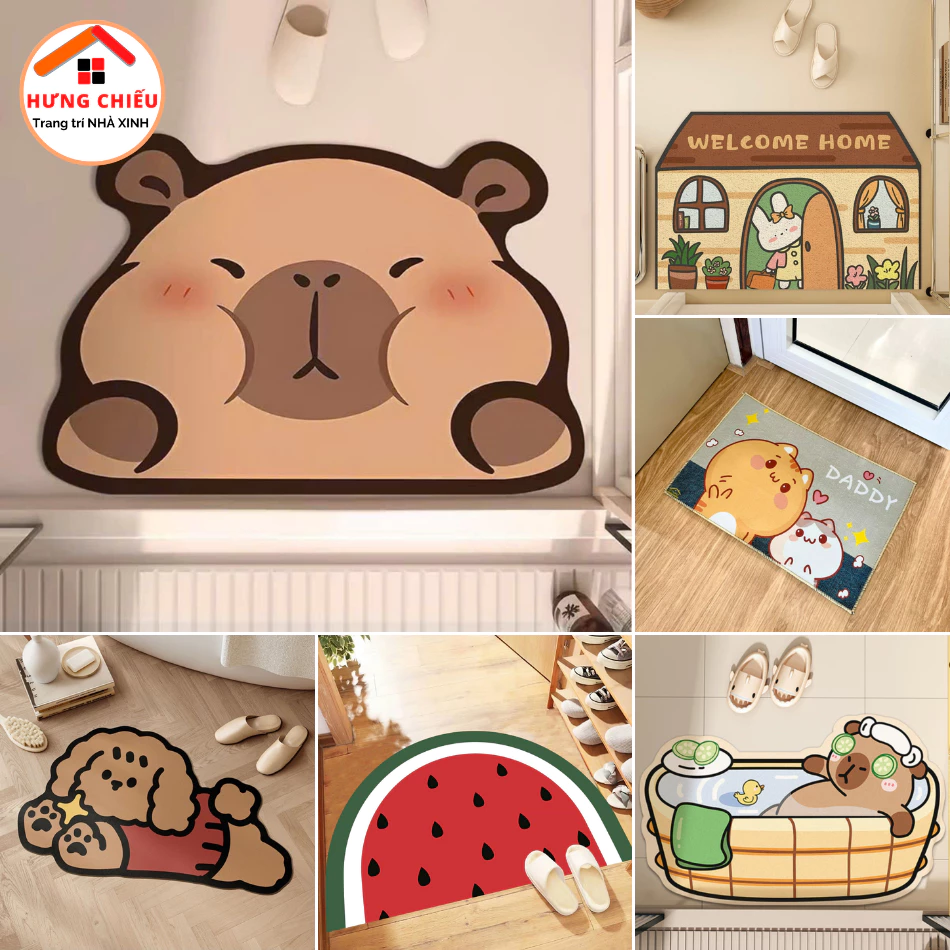 Thảm lau chân bali nỉ lì đế cao su chống trơn trượt thấm hút nước 40x60cm ED01