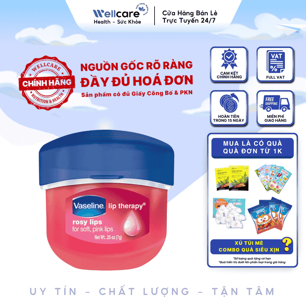 [✨CHÍNH HÃNG] Sáp Dưỡng Môi Hồng Xinh Vaseline Lip Therapy Rosy Lip 7g