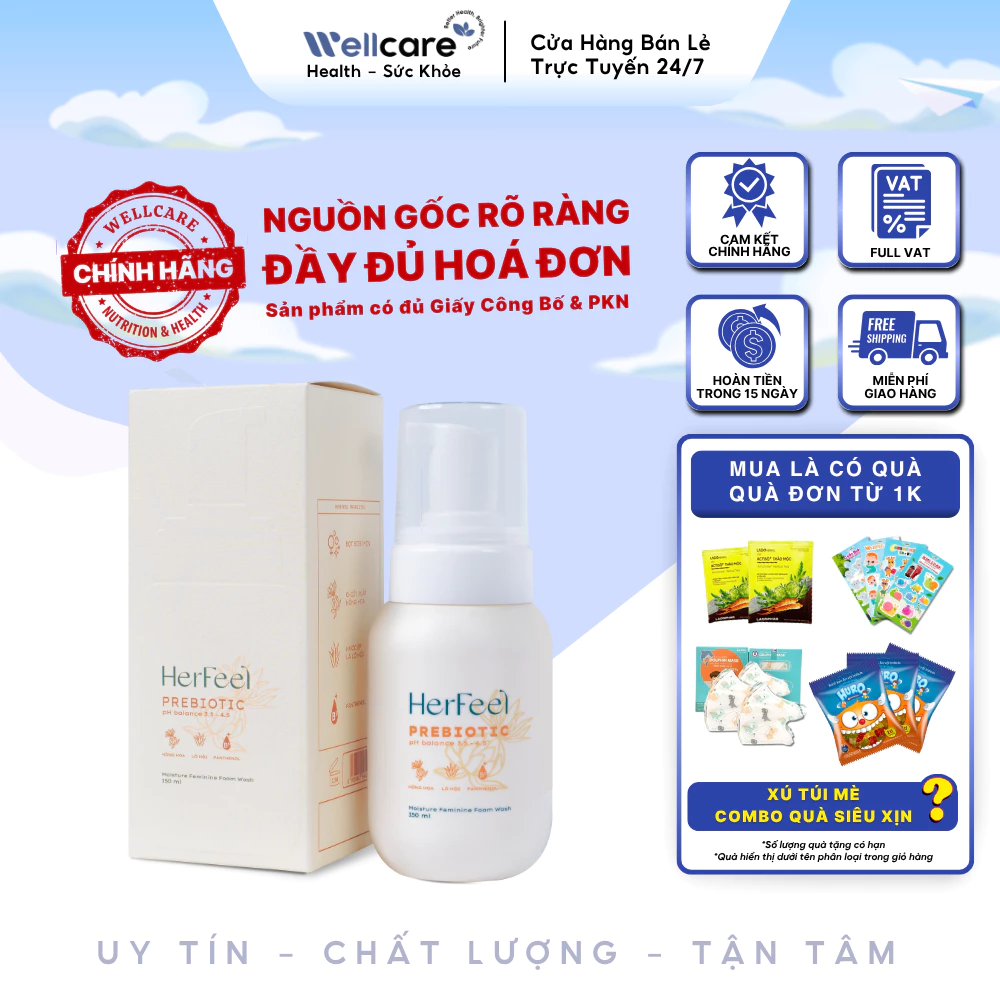 [✨CHÍNH HÃNG] Bọt Vệ Sinh Phụ Nữ PlayAh! Her Feel Prebiotic Rose Foam 150ml - Sạch Thơm Toàn Diện, cấp ẩm